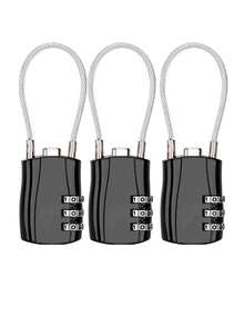 1/2 Pack TSA Approved Combination Lock - High Strength Zinc Alloy Body And Cut-Resistant Steel Cable, 3-Digit Combination Lock, Suitable For Travel Luggage, Gym Lockers, Bicycle Locks (Black), Travel Security Accessory | Multipurpose Travel Lock | Combination Lock, Luggage Lock, Travel Essential Holiday Vacation Supplies - Multicolor - View 26