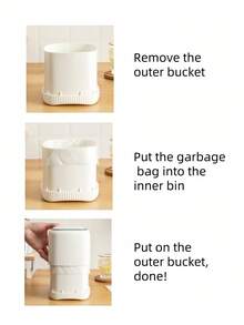 , A Small Trash Can With A Lid, A Desk Trash Can, A Plastic Desk Trash Can, A Flip-Top Design To Prevent Odor Leakage, Used For Storing Fruit Peels And Paper-Cuts On The Desk To Maintain Order - Multicolor - View 9