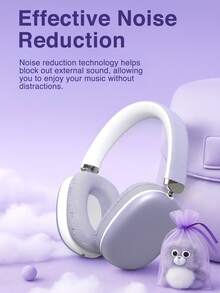 GENAI 无线耳机，带麦克风，HiFi立体声，可折叠轻巧，音量控制，3.5mm立体声线，强劲低音，适用于家庭、办公室、手机、电脑等场景。 - 紫色 - 查看 5