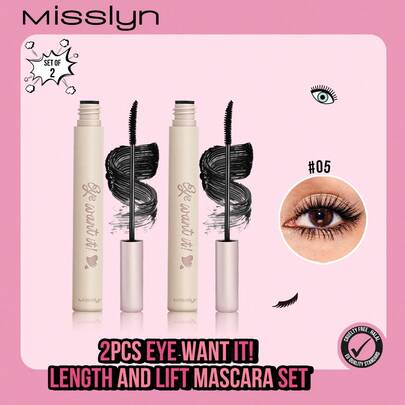  MISSLYN - Bộ 2 mascara Eye Want It! Mascara làm dài và nâng mi, Eye Want It! Mascara làm dài và nâng mi, Mascara làm dài mi, cong vút, chống nhòe, kem lót mi lâu trôi, màu đen kèm cọ mảnh, trang điểm Y2K, tiệc tùng, du lịch biển, cắm trại ngoài trời, quà tặng, trang điểm hoa hồng, thời trang, năm mới, mỹ phẩm, cosplay, lễ hội, chuyến đi tuyệt vời nhất, màu sắc trang nhã, trường học, trường học, phong cách Trung Hoa, Tết Nguyên đán, quà tặng ngày lễ tình nhân, thuần chay, không thử nghiệm trên động vật