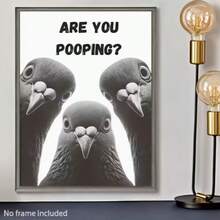 1 pieza de póster de lienzo impreso con diseño divertido de paloma para baño, decoración de pared humorística, para usar en sala de estar, dormitorio, oficina, baño, decoración del hogar, con o sin marco, decoración navideña