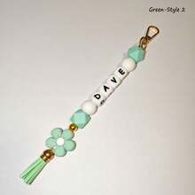 1-Piece Flower Bag Charm, Tassel Pendant, Available In Multiple Flower Colors, Customizable With Name And Initials Beads, Suitable As A Birthday/Holiday Gift For Mother/Family/Girlfriend. - Multicolor - View 21