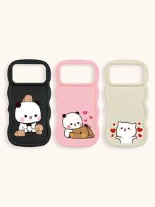 Cute Panda Novelty 3pcs Dopamine Themed Phone Cases, Cute Cartoon Panda, Bear, Cat Print Phone Case Set, New Wavy Macaron Design Phone Covers, Phone Protective Cases Compatible With IPhone Spring Gift,International Version, Not The Domestic Version - Multicolor - View 42