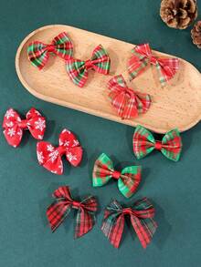 10pcs Women's Cute Y2K Spicy Sweet Christmas Vibe Hair Accessories/Clips, Red & Green Plaid Snowflake Print Design, Side Bangs Decor/Christmas Party Hair Accessories, Claw Clips, Hair Claws, Hair Slide, Hair Barrettes