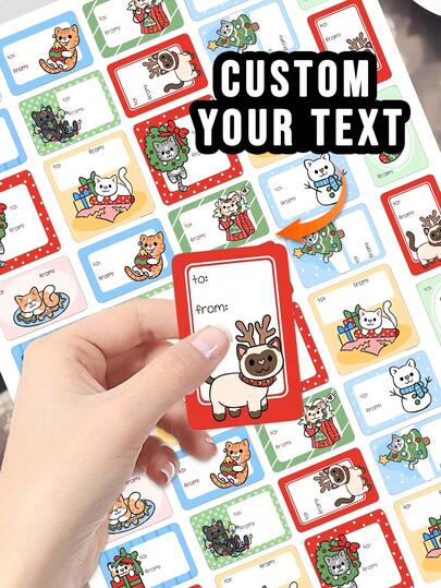 43pc Or 86pc Personalized Christmas Stickers, Supporting Text Customization, With A Size Of 4x4 Cm, Made Of PVC Material, Waterproof And Wear-Resistant, Suitable For Various Occasions.