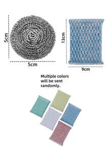 12 件钢丝球和洗碗海绵的组合。钢丝绒刷垫用于清洁碗碟、平底锅、锅、烤箱、烤架、水槽 - 厨房用不锈钢刷子，多功能海绵厨房 - 耐刮擦洗碗海绵，清洁力强，擦洗能力强 - 可重复使用的洗碗海绵，用于餐具、锅、平底锅和碗。 - 彩色 - 查看 9