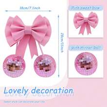 1PC/Bows And Cherries Disco Ball Decoration, Suitable For Parties And Home Decoration. The Bow Gifts Can Be Hung On The Wall. The Cute Disco Balls Are Amazing Decorations. - Multicolor - View 3