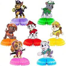 Paw Patrol Paw Patrol 7pcs Of Dog Patrol Team Honeycomb Ornaments, Party Supplies, Birthday Honeycomb Ball Table Decoration, Suitable For Birthday Parties, Party Small Gift Decoration (Random Style)