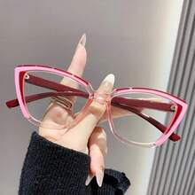 Fashionable Cat's Eye Reading Glasses, Unique Color Block Design| Elegant Retro Style| Women's Luxury Choice| Optional Equal Validity Is 1.0 To 4.0 - 黃色的 - 查看 8