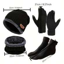 Men's 4-Piece Winter Set - Includes Hat, Gloves, Scarf, Socks And Other Cold-Weather Gear; Lightweight And Warm, Suitable For Outdoor Activities, Skiing And Snowboarding; Made Of Soft Wool And Warm Materials; Ideal Gift For Men (Style, Black). Cold Resistance Temperature: -10°C / 50°C. Recommended Hand Wash Or Dry Clean; Fashionable And Practical, Suitable For Daily Wear And Gifting. Halloween Winter Warm Set - Multicolor - View 8