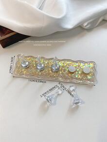 Paleta de arte de uñas con rhinestones acrílicos, lámina de oro, soporte para pinceles, puntas de práctica de uñas, cuentas de cristal de resina y decoración de flores láser - Kit DIY para salón en casa, novia, San Valentín, madre, hermana, novia