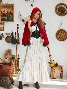 一件哥特式天鹅绒蕾丝边连帽斗篷 - 优雅的红色斗篷，是化装舞会的完美之选 - 轻便易打理，适合各种主题活动，饰有蕾丝细节和精湛工艺 - 紅色 - 查看 2