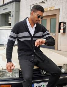 Suéter de Hombre de Punto de Cable con Detalle de Botones y Bolsillos - Granate - Ver 5