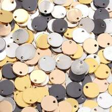 10/20pcs Round Golden Stainless Steel DIY Metal Pendant Necklace, Bracelet, Pendant Jewelry, 6-25mm Electroplated Anti-Allergic DIY Accessory