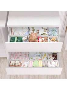 12/6/1 szt. organizerów do szuflad z materiału – składane i zmywalne pudełka do przechowywania bielizny, ubranek dziecięcych, biustonoszy, skarpetek, krawatów, szalików, białe - Biały - Zobacz 5