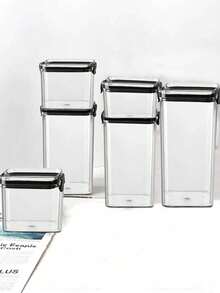 1 件带盖食品储存容器，密封食品罐，食品储存盒，用于食品储藏和整理，罐装谷物、大米、意大利面、面粉和糖，家庭厨房用品 - 黑色 - 查看 6