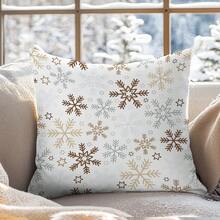 1 Stück minimalistischer Weihnachts-Schneeflocken dekorativer Kissenbezug, einseitig aus weichem Pfirsich-Samt, 45*45/50*50/40*40 cm Kissenbezug für moderne Stoffsofas, Inneneinrichtung, Partydekoration, Geschenk