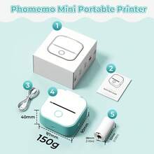 Phomemo T02 Portable Sticker Printer With 1 Roll Of 53mm/ 2" Sticker Thermal Paper, Print Pod 2.0 With Sticker Paper,Rechargable Mini Thermal Printer, HD High Resolution Notes Printer With 203 Dpi, Inkless Pocket Printer Connected With Phones & Pads Wirelessly Via Phomemo APP, Mini Label Maker Compatible With 53mm/ 2" Sizes Sticker & Non-Sticker Thermal Label Paper - Pink - View 7