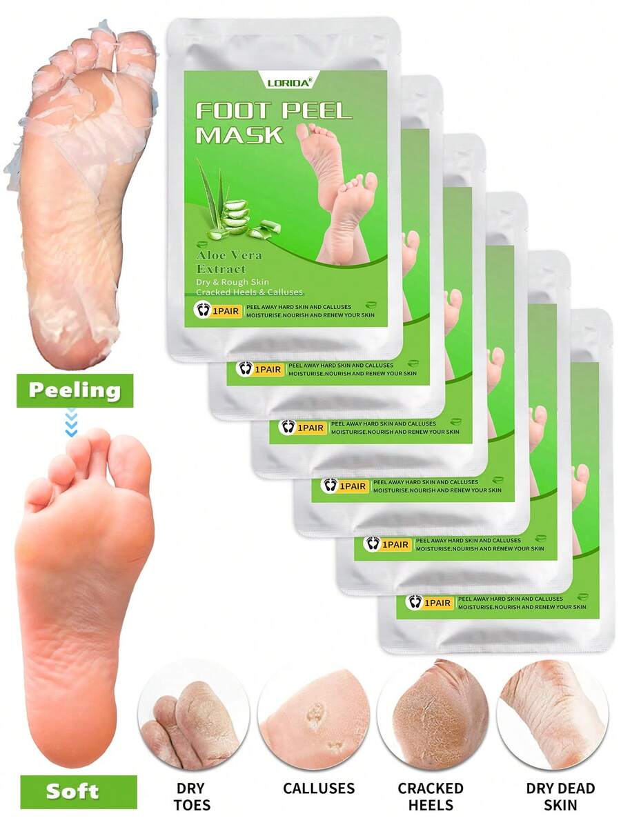 Foot Peeling Mask (6 Pack) Exfoliant For Peeling Off Calluses, Natural Exfoliator For Dry Dead Skin, Callus, Repair Rough Heels Soft Smooth Touch