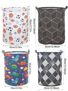1个可折叠洗衣篮，防水脏衣篮，足球图案豹纹布艺收纳箱，适用于娃娃收藏、大学宿舍、男孩女孩卧室、浴室收纳、儿童玩具收纳，家居装饰 - 彩色 - 查看 2