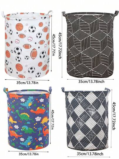 1个可折叠洗衣篮，防水脏衣篮，足球图案豹纹布艺收纳箱，适用于娃娃收藏、大学宿舍、男孩女孩卧室、浴室收纳、儿童玩具收纳，家居装饰
