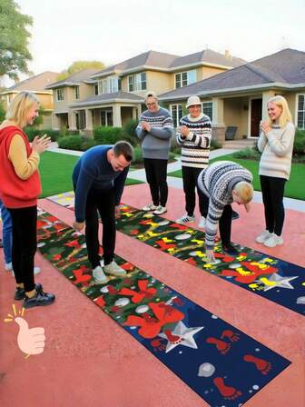 圣诞主题手脚游戏垫，节日气氛浓厚，工艺精湛，图案精美，适合户外活动、圣诞节庆祝活动等。
