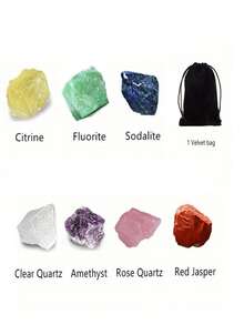 7pcs Chakra Stones Set - Natural Rough Gemstones For Aquariums, Home & Garden Decor - Multicolor - View 6