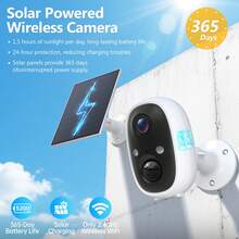 2K Solar Camera Outdoor Wireless, 2.4GWiFi Cameras For Home Security With Solar Panel, 5200mAh Battery, Spotlight Color Night Vision, AI Motion Detection, Siren Alarm, 2-Way Talk, IP66, Cloud/SD Storage EasyInstallation For Home/Garage/Commercial - With Solar Panel - View 3