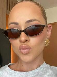 1pc Unisex New Vintage Oval Small-Frame Eyeglasses - Chic High-End Casual Style, Ideal For Street Photography, Halloween & Beach Accessories, Fits Fall/Winter Outfits & Business Casual, Great Gift Option | Back To School, Fall, Christmas - 咖色 - 查看 9