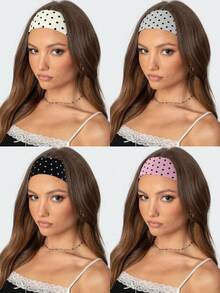 1 pezzo/3 pezzi/4 pezzi Fasce elastiche vintage con stampa a pois, fasce versatili alla moda per ragazze, adatte per la vita quotidiana, lo yoga, attività all'aperto, fasce con stampa paisley bohémien, fasce sportive larghe ed elastiche, morbide e confortevoli, adatte a donne e ragazze, accessori per capelli invernali per la corsa, eleganti fasce per capelli, bandane eleganti, sciarpe eleganti