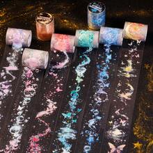 1卷/袋胶带、蝶影朦胧系列、精美梦幻贝壳灯光风景创作PET胶带、剪贴簿用品、笔记本配件、装饰相框、电脑和手机壳、水杯、旧杂志、铅笔盒、桌面装饰贴纸、开学季贴纸、学校用品 - 彩色 - 查看 12