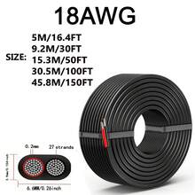 1PC 18 AWG 0.82mm² Wire PVC Cord 18 Gauge Wire 2 Conductor Electrical Wire, 12V/24V DC Low Voltage/Copper-Clad Aluminum(CCA) 2 Wire For Automotive Wire LED Strips Lamp Lighting Marine (5M/9.2M/15.3M/30.5M/45.8M)