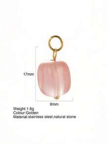 1pc Vintage Elegant Stainless Steel Natural Stone Geometric Pendant, DIY Necklace Bracelet Earring Keychain, Suitable For Christmas Gift & Daily Wear