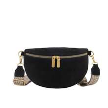 Riñonera de terciopelo para mujer con cremallera, correa ancha, bolso bandolera de gran capacidad, bolso cruzado versátil