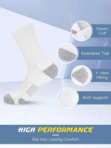 5/10 Pairs Men's Crew Sports Socks Cushion Running Compression Athletic Socks Sweat-Absorbing Performance Socks For Men & Women
