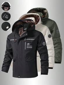 Men's Hooded Jacket - Multi-Pocket, Outdoor Hiking Jacket With Adjustable Hood, Streetwear For Spring And Autumn Travel - Black - View 1