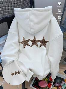 1 Stück Unisex Hoodie, Getränke-Muster Pullover Sweatshirt, thermisch gefüttert für Herbst/Winter, Lässig Wear für Alltag, Schule, Pendeln, Paar-Matching, Grafik-Muster mit englischen Elementen - Weiss - Übersicht 1