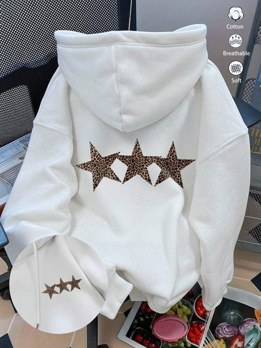 1 Stück Unisex Hoodie, Getränke-Muster Pullover Sweatshirt, thermisch gefüttert für Herbst/Winter, Lässig Wear für Alltag, Schule, Pendeln, Paar-Matching, Grafik-Muster mit englischen Elementen - Weiss - Übersicht 1