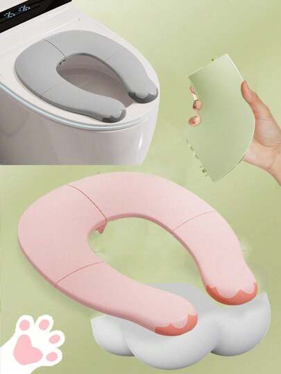 1 Stück Tragbarer Kinder Reise Toilettensitz mit rutschfester Gummiauflage, Töpfchentraining Toilettenring, Edelstahlschaft Design, faltbar, waschbar Toilettensitz-Kissen für Kleinkinder, Jungen und Mädchen