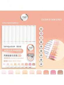 Juego de 9 colores de rotuladores acrílicos Languo, punta suave de gran capacidad, tonos de piel minimalistas tipo macarrón, gris, marrón, coloridos, bolígrafos de color negro, lápices de colores para dibujar personajes de dibujos animados para estudiantes, pinceles de arte DIY para grafiti y pintura, aptos para piedra, vidrio, cerámica, metal y otros materiales, disponibles en 45/126/171 colores