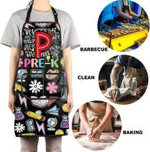 JNIAP - Delantal de jardín de infantes para profesores, preescolar, con bolsillos, educador de pequeños seres humanos, regalo para maestros - Para K Ap - Ver 5