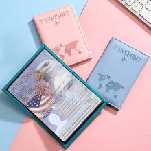 1pc PU Leather Passport Cover, Document Card Organizer Wallet,Boho Vibes - Màu be - Xem 3