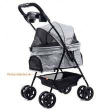 Mighor Carrinho de passeio para Pet, animal de estimação, cachorro, cão, gato de pequeno porte até 15 Kg - Cinza - Visão 5