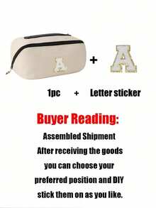 1pc PU Leather Cosmetic Bag, With Letter Cosmetic Storage Bag, Waterproof Toiletry Bag,Large Capacity Spacious Double Layer Cosmetic Bag, Multifunctional Women's Travel Handbag, Portable Storage Bag,Toiletry Bag, Beauty Storage Bag,Cosmetics Organization And Storage, Bathroom Organization And Storage Travel Essentials For Holiday Vacation Makeup Bag Makeup Organizer Travel Bag For Women