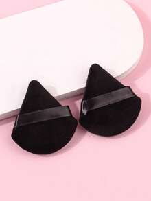 2 piezas Borla de terciopelo triangular Herramienta de maquillaje cosmético para el rostro y los ojos Esponja reutilizable lavable Mini accesorio de borla de polvo - Multicolor - Ver 5