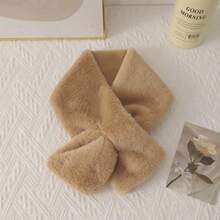 1pc Women's Fluffy Thick Scarf, Solid Color Furry Neck Warmer, Cute Fuzzy Scarf For Girls And Adults, Non-Shedding - A - View 10