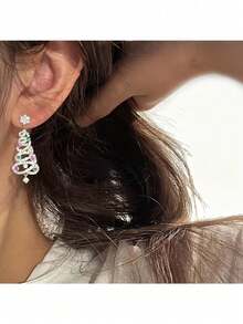 1 buc Cercei Brad de Crăciun - Cercei cu pandantiv pentru femei, Cadou decorativ pentru cercei brad de Crăciun pentru ea, Cadou de întoarcere la școală, Cadou de Ziua Îndrăgostiților