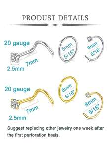 AVYRING 1/3/6Pcs Nose Piercing Gun Disposable Sterile Piercing Unit For Self Nose Piercing Bulit-In CZ Stainless Steel Nose Stud - Multicolor - View 10