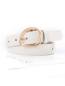 1pc Women's Asymmetrical Buckle Belt, New Niche Casual Waist Belt, Retro Unique Ins Style, Simple Versatile Decoration For Jeans, Dresses