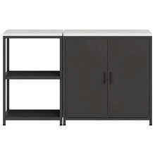 Küchenlager-Set mit Regal 2 pcs Schwarz 150 x 50 x 92 cm